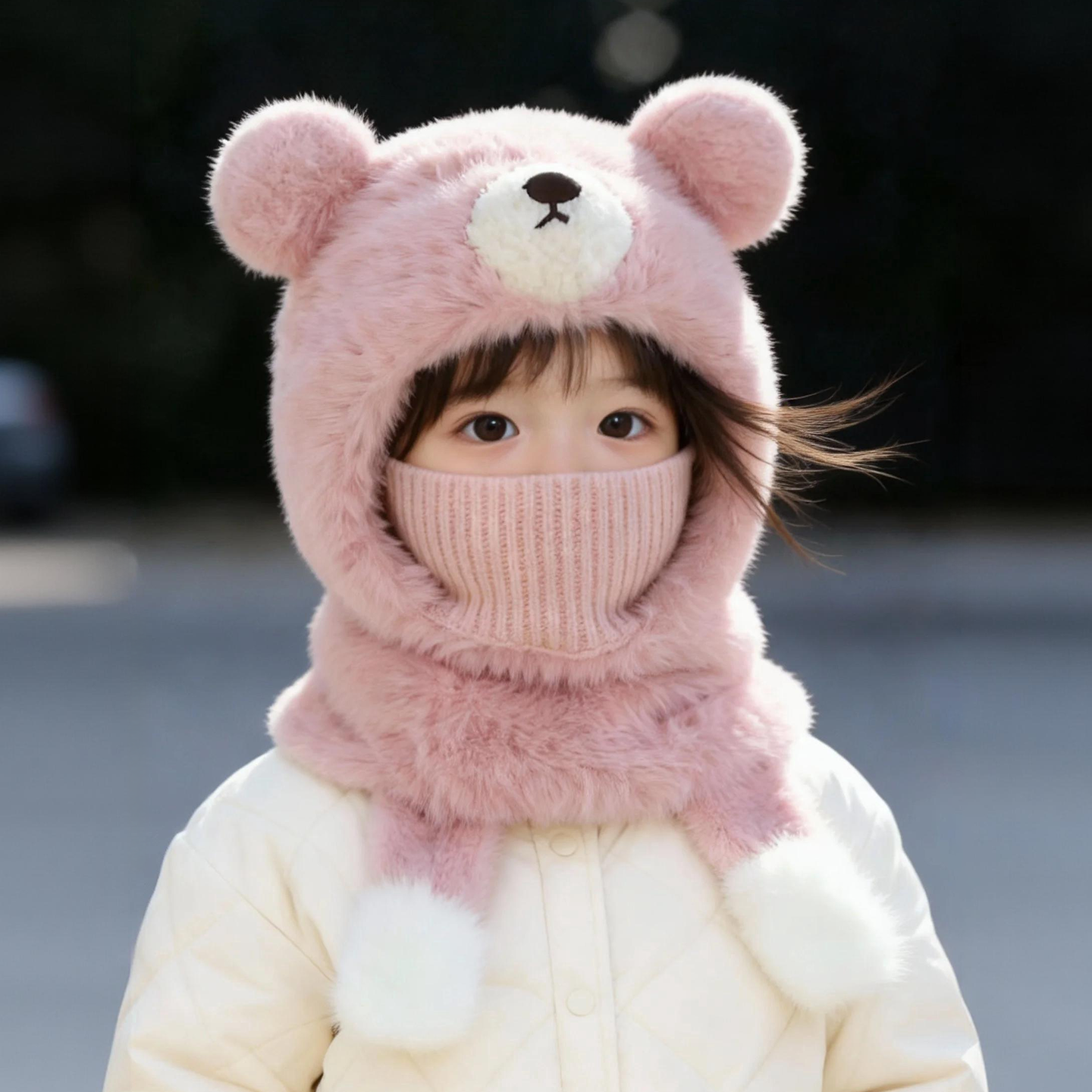 儿童帽子围脖口罩一体护耳帽秋冬季保暖毛绒帽男女宝宝防风套头帽,童装/婴儿装/亲子装,帽子,淘宝优惠券,粉丝福利购,淘宝优惠卷