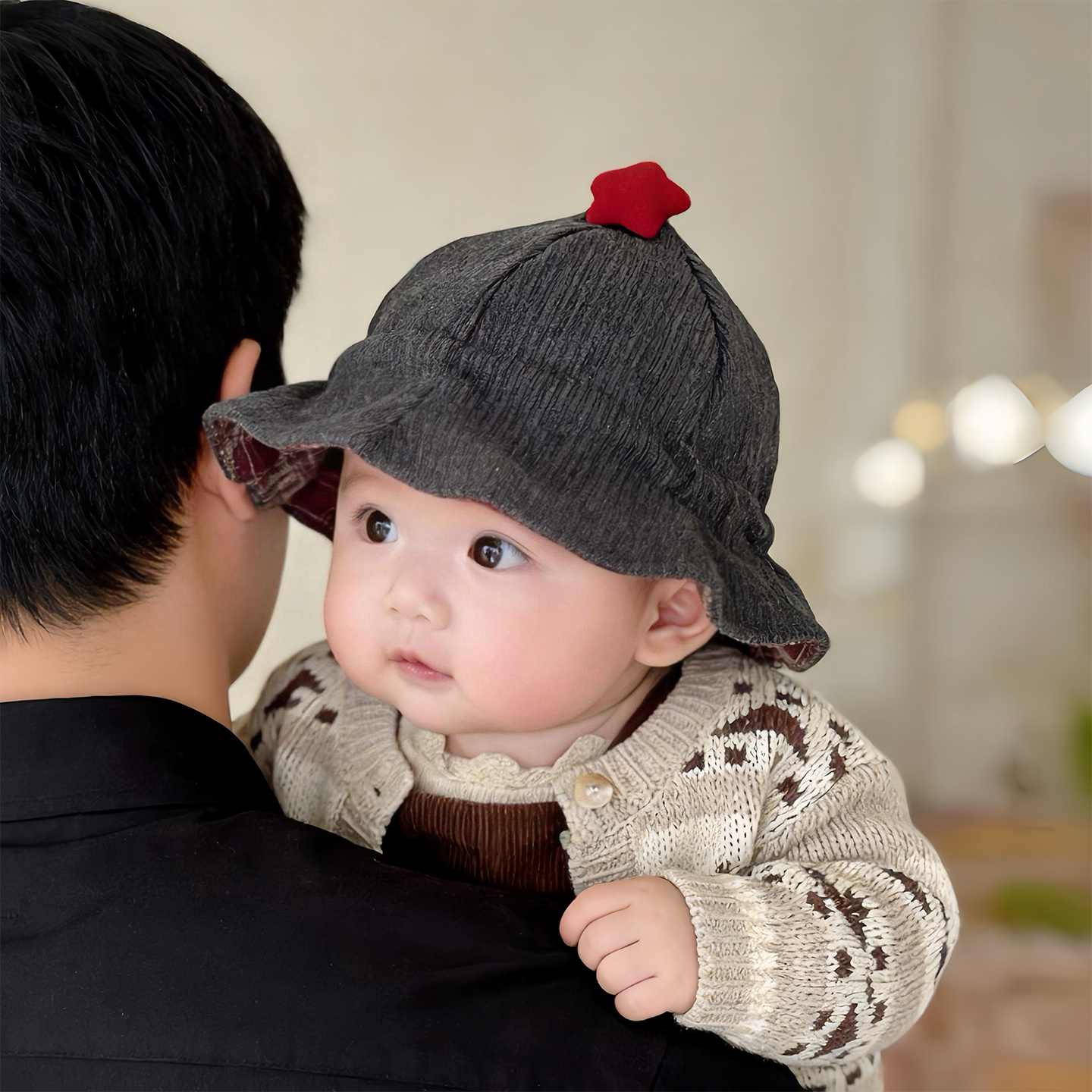 韩版儿童帽子秋冬季保暖灯芯绒可双面戴渔夫帽男孩女宝宝奶嘴盆帽