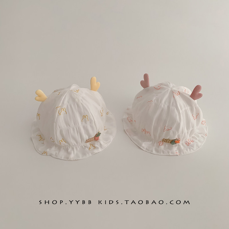 婴儿帽子春秋薄款可爱卡通新生婴幼儿渔夫帽男女宝宝纯棉遮阳盆帽