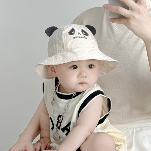 宝宝帽子夏季薄款透气网眼渔夫帽可爱卡通遮阳防晒男女童大檐盆帽