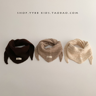 韩版洋气简约字母儿童三角巾宝宝小月龄防风保暖围巾潮酷纯棉围脖