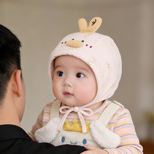 婴儿帽子秋冬款可爱卡通护囟门胎帽男女宝宝小月龄保暖防风包头帽