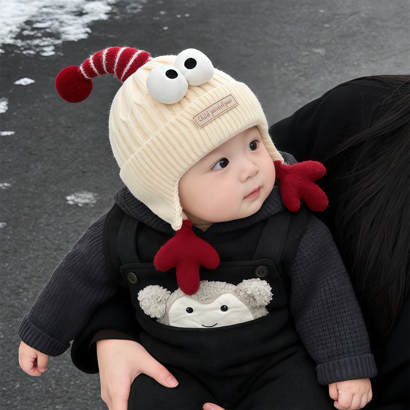 婴儿帽子秋冬季保暖加厚针织护耳毛绒帽男女宝宝小月龄防风毛线帽