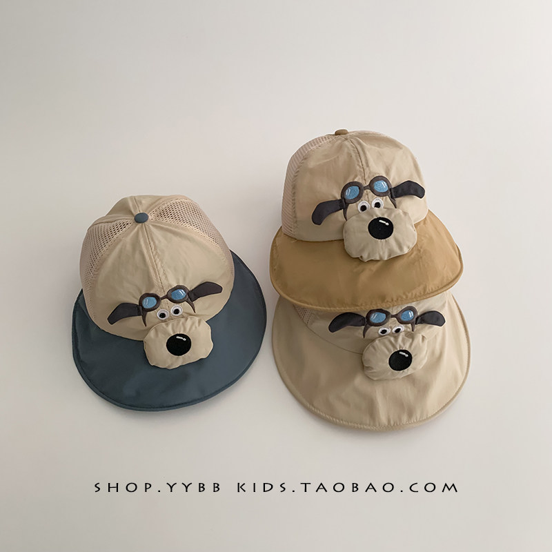 儿童帽子夏季薄款透气网眼大帽檐鸭舌帽男女宝宝遮阳防晒棒球帽春