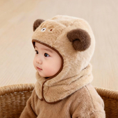 儿童帽子秋冬季 保暖加厚围脖一体护耳帽男女宝宝可爱防风毛绒帽潮