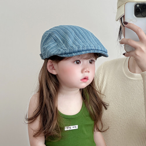 儿童帽子春秋薄款遮阳防晒贝雷帽男女宝宝出游防晒牛仔鸭舌前进帽