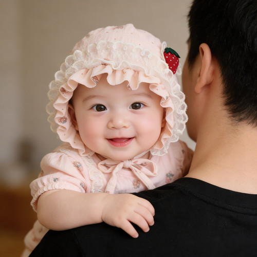 婴儿帽子春秋薄款遮阳甜美可爱宫廷帽女宝宝小月龄新生公主帽夏季