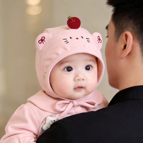 婴幼儿帽子秋冬款可爱卡通护耳包头帽男女宝宝小月龄保暖防风胎帽