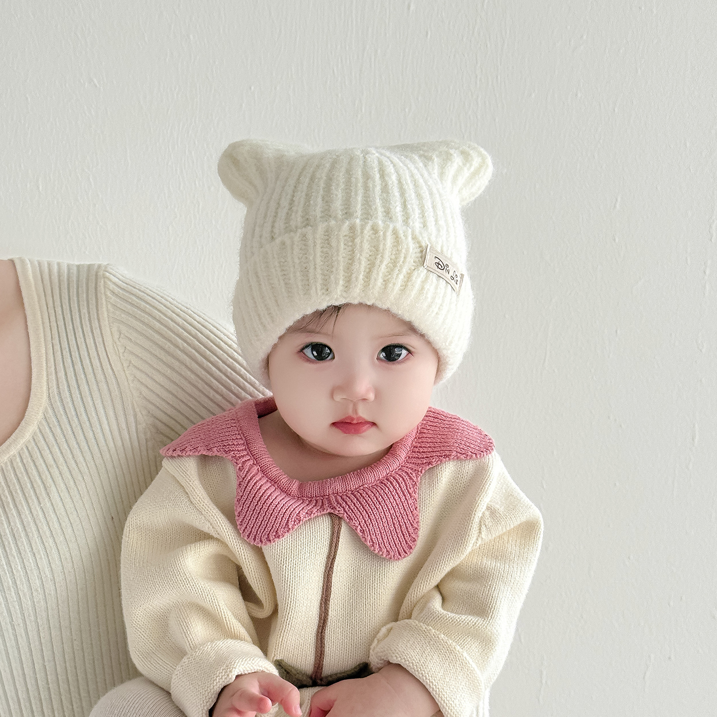 婴儿帽子秋冬季保暖加厚针织护耳毛绒帽男女宝宝可爱小月龄毛线帽