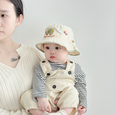宝宝帽子春秋薄款可爱超萌卡通渔夫帽男女童小月龄遮阳防晒盆帽夏