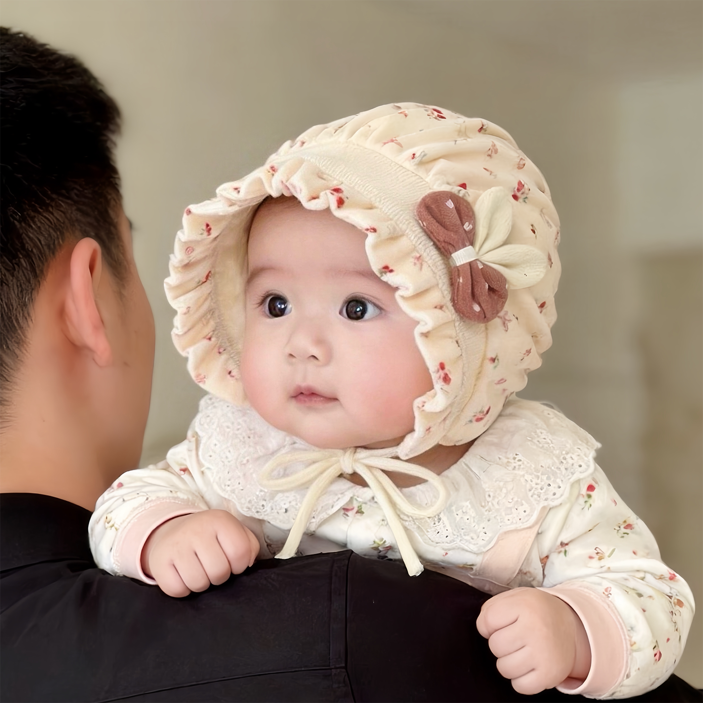 婴幼儿帽子秋冬款保暖防风护囟门宫廷帽女宝宝小月龄可爱纯棉胎帽
