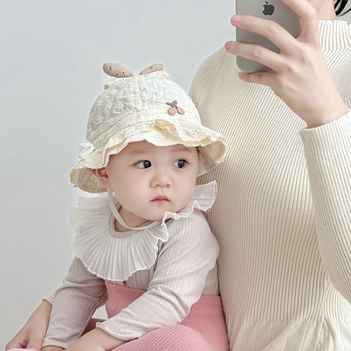 婴儿帽子春秋季洋气小月龄渔夫帽宝宝新生儿冬款纯棉防风公主盆帽