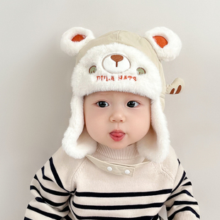 婴儿帽子冬季可爱超萌男女宝宝护耳帽秋冬款加厚防风毛绒雷锋帽潮