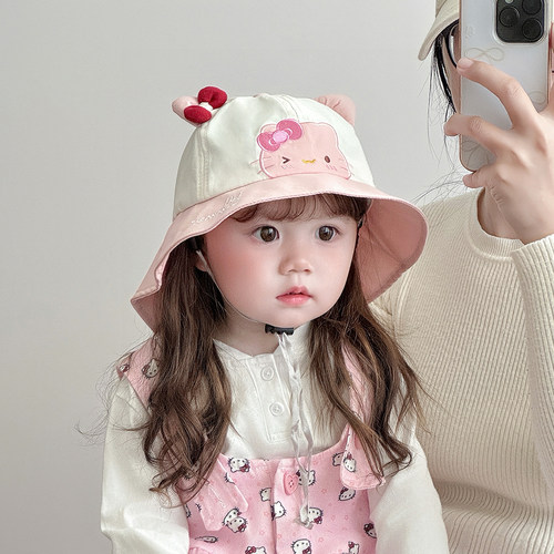 儿童遮阳帽子春秋薄款防晒大帽檐披肩渔夫帽男女宝宝可爱夏季盆帽