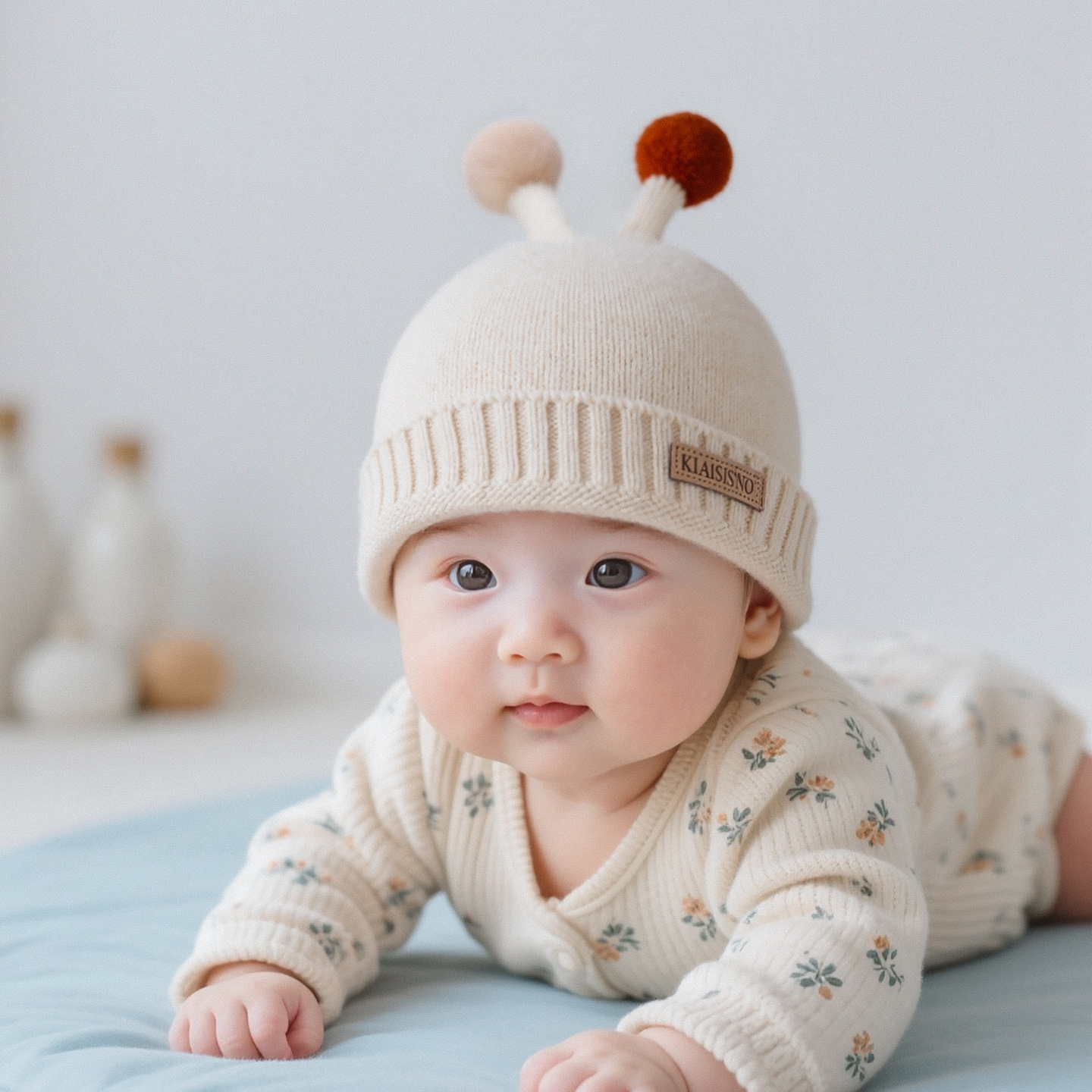 婴儿帽子秋冬季保暖加厚针织套头可爱帽男女宝宝小月龄韩版毛线帽