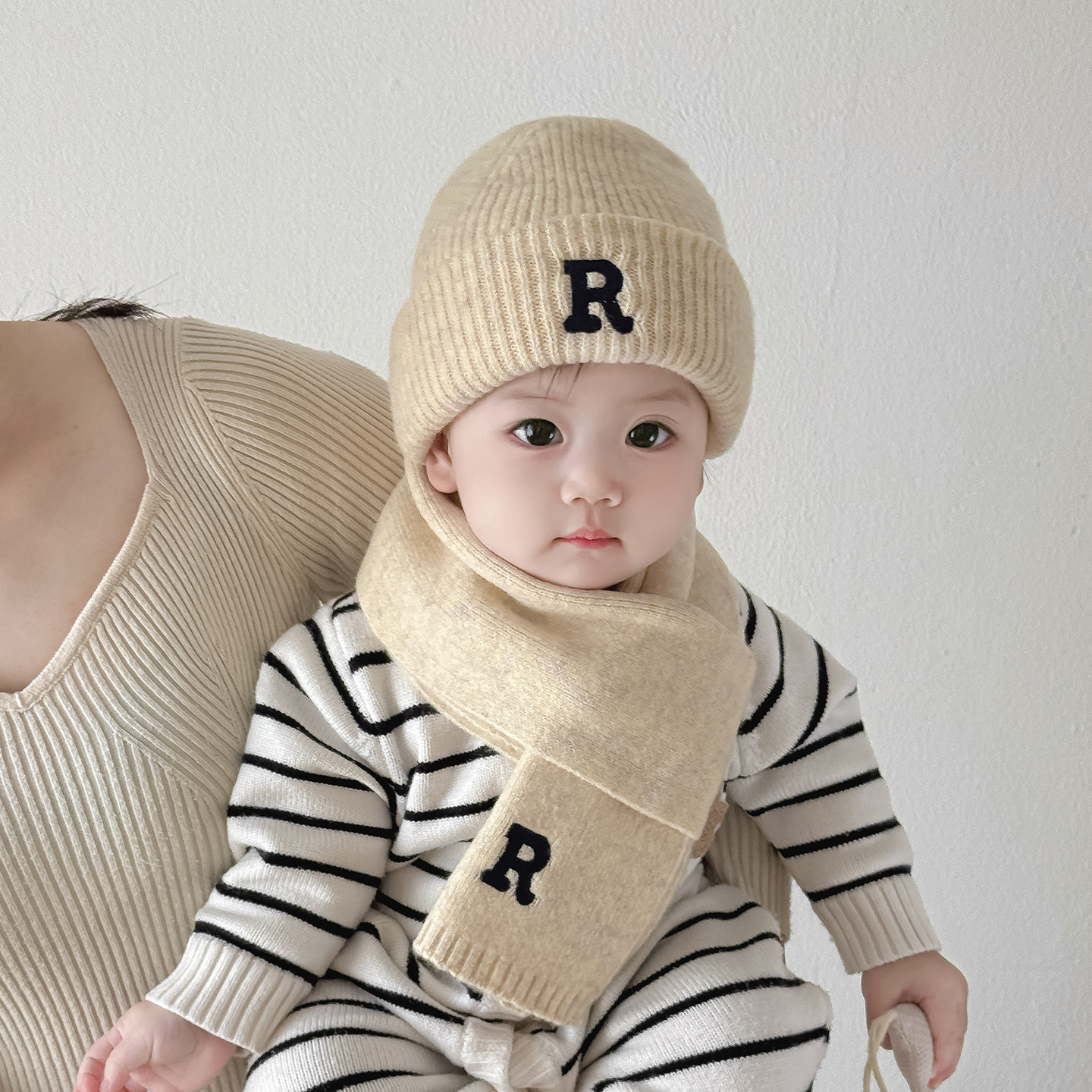 儿童帽子围巾两件套秋冬季保暖加厚针织毛线帽男孩女宝宝套头帽潮