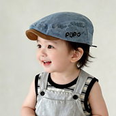 前进帽 潮流字母夏季 儿童帽子春秋薄款 遮阳防晒贝雷帽男女宝宝韩版