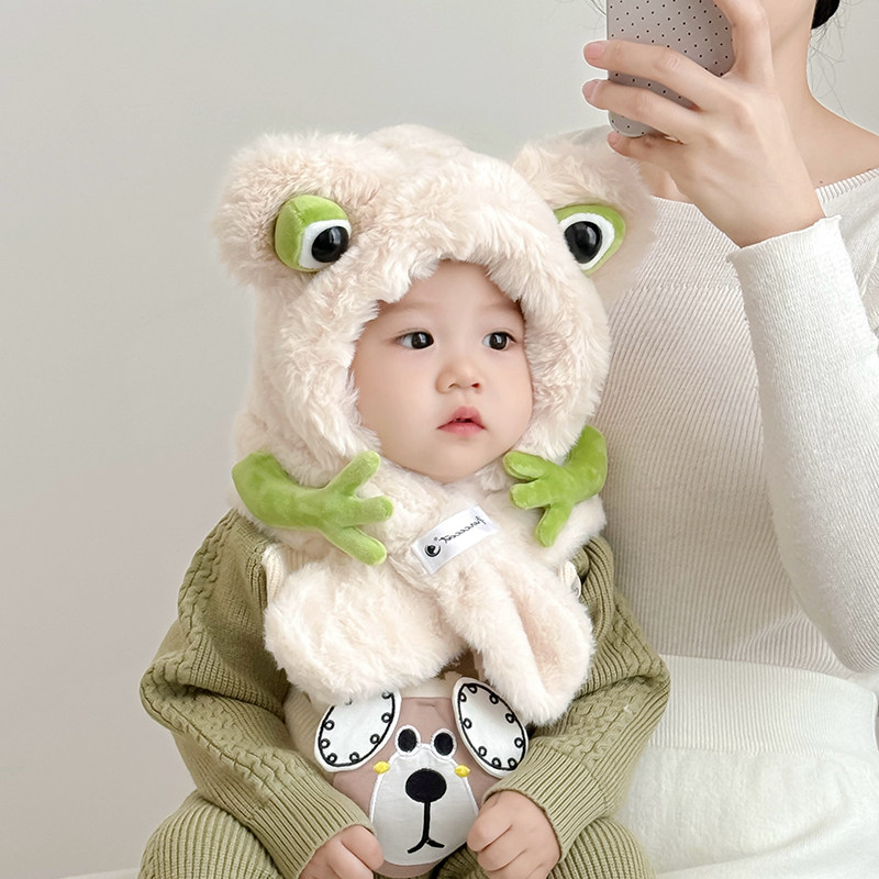 儿童帽子秋冬季保暖加厚毛绒围巾两件套可爱青蛙男女宝宝护耳帽潮,童装/婴儿装/亲子装,帽子,淘宝优惠券,粉丝福利购,淘宝优惠卷