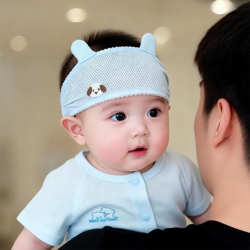 婴幼儿帽子夏季薄款护囟门空调居家帽新生宝宝小月龄纯棉空顶胎帽