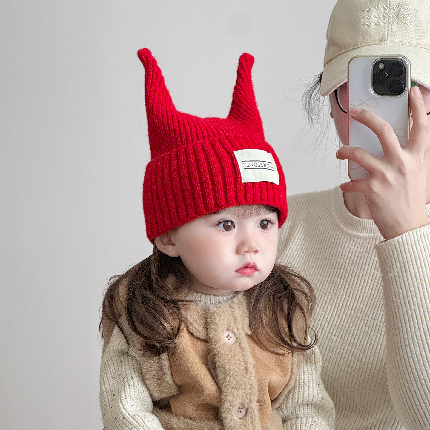 儿童卡通双角帽子秋冬季保暖加厚针织套头帽男女宝宝防风毛线帽潮