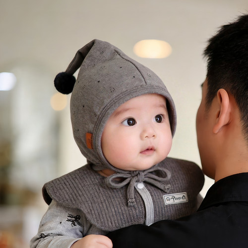 婴幼儿帽子秋冬款保暖防风护囟门胎帽男孩女宝宝小月龄精灵包头帽