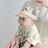 宝宝帽子夏季 透气网眼鸭舌帽男女宝宝可爱超萌遮阳防晒棒球帽 薄款