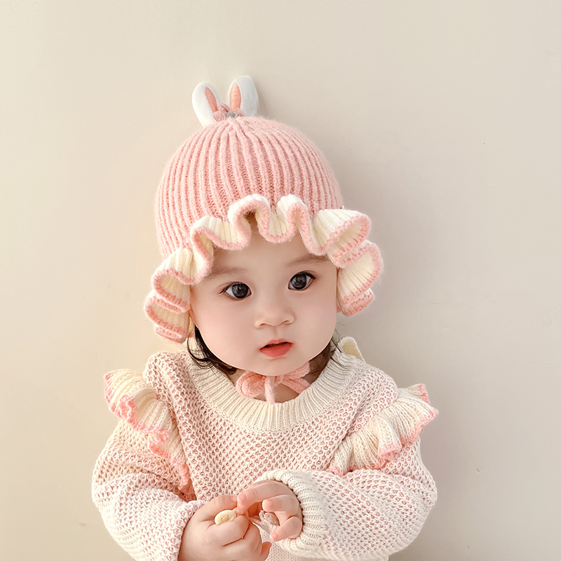 婴儿帽子秋冬款针织毛线帽