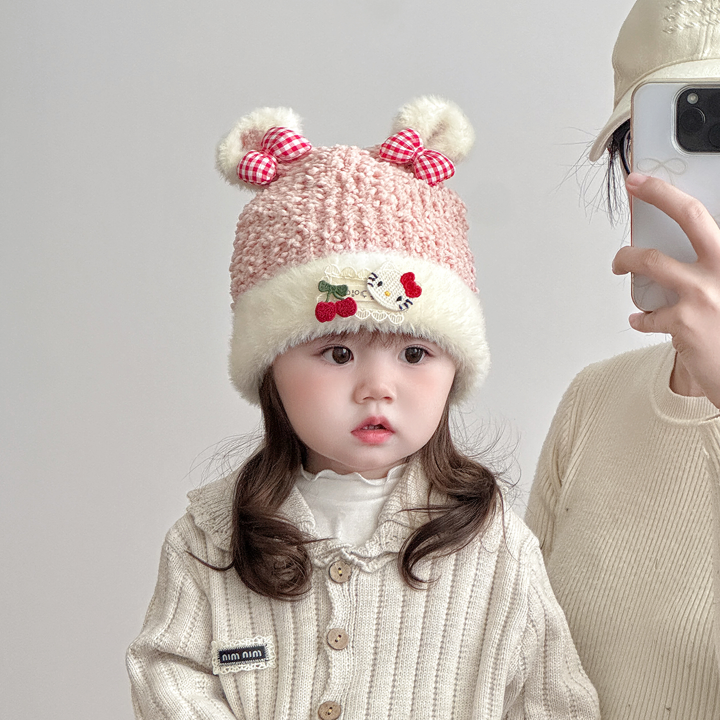 儿童帽子秋冬季保暖加厚可爱卡通针织套头毛线帽女宝宝防风毛绒帽