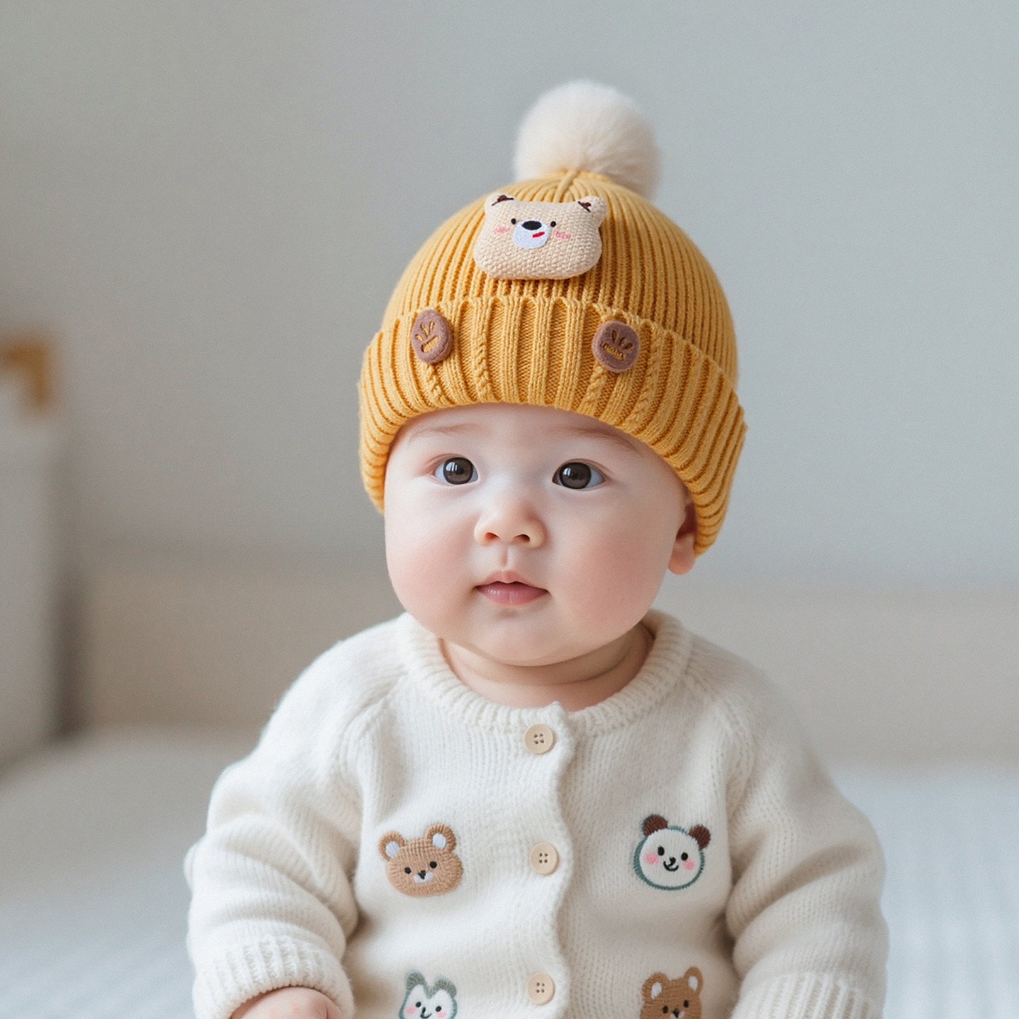 儿童帽子秋冬季保暖加厚针织套头帽男婴女宝宝可爱防风防寒毛线帽