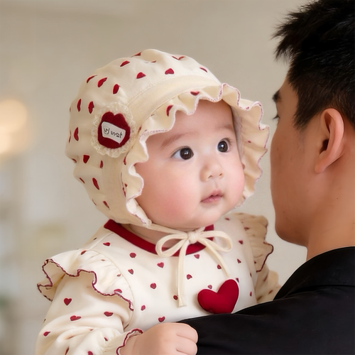 婴儿纯棉帽子春秋款保暖宫廷胎帽女宝宝小月龄松紧渔夫套头帽冬天