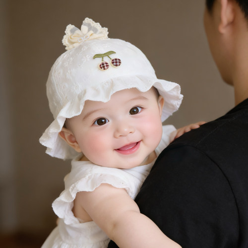 婴幼儿帽子春秋薄款遮阳防晒公主渔夫帽女宝宝新生小月龄胎帽夏季