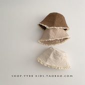 儿童帽子春秋季 韩系蕾丝花边水桶帽女宝宝出游防风秋冬潮流渔夫帽