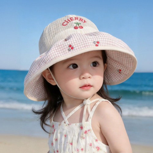 儿童遮阳帽子夏季薄款大帽檐渔夫帽女宝宝韩系防紫外线太阳盆帽春