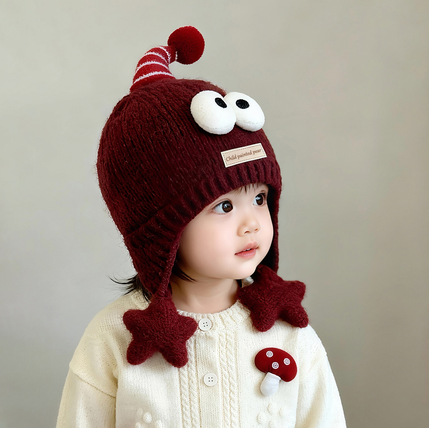 儿童可爱帽子秋冬季保暖加厚针织护耳帽男婴女宝宝防风韩版毛线帽