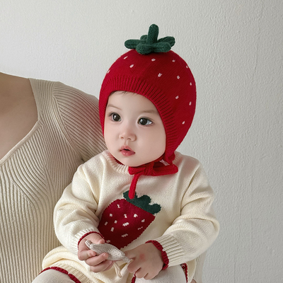 婴幼儿帽子秋冬季保暖加厚针织护耳公主帽女宝宝小月龄防风毛线帽