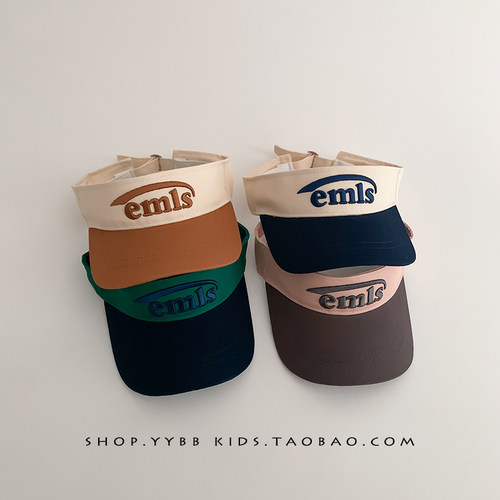 韩系字母儿童帽子夏季薄款遮阳防晒鸭舌空顶帽男女宝宝出游太阳帽