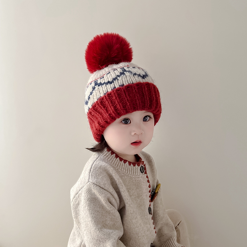儿童帽子秋冬季百搭保暖针织毛线帽男女宝宝护耳帽防风加厚套头帽