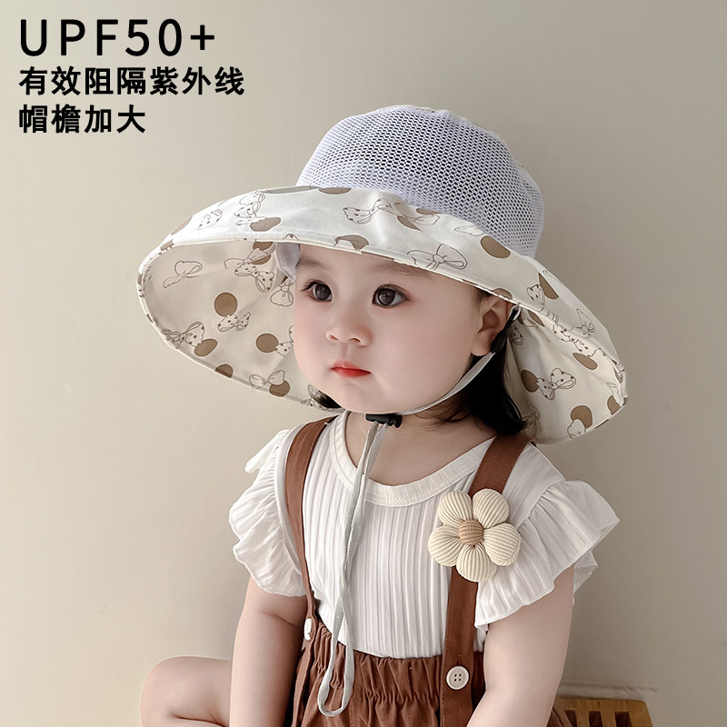 韩版儿童帽子夏季薄款透气网眼大帽檐渔夫帽男女宝宝遮阳防晒盆帽图片