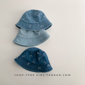 儿童遮阳防晒牛仔帽子春秋薄款 帅气男女宝宝可爱渔夫帽水桶盆帽夏
