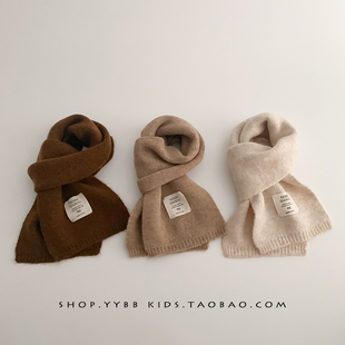 儿童围巾秋冬季韩系小标针织毛线围脖男女童宝宝洋气保暖加厚脖套