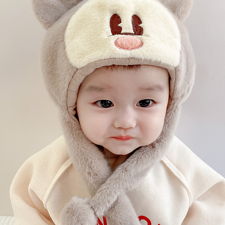 儿童搞怪帽子秋冬季保暖加厚针织护耳帽男孩女宝宝防风系带毛线帽