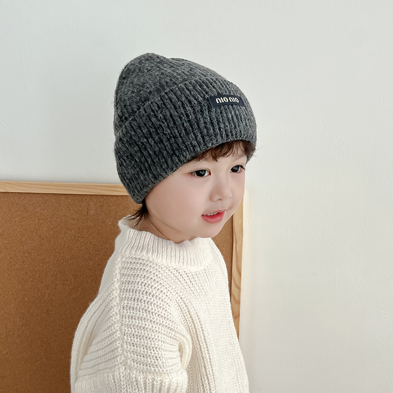 韩版简约儿童帽子秋冬季保暖加厚针织套头帽男女宝宝护耳毛线帽潮
