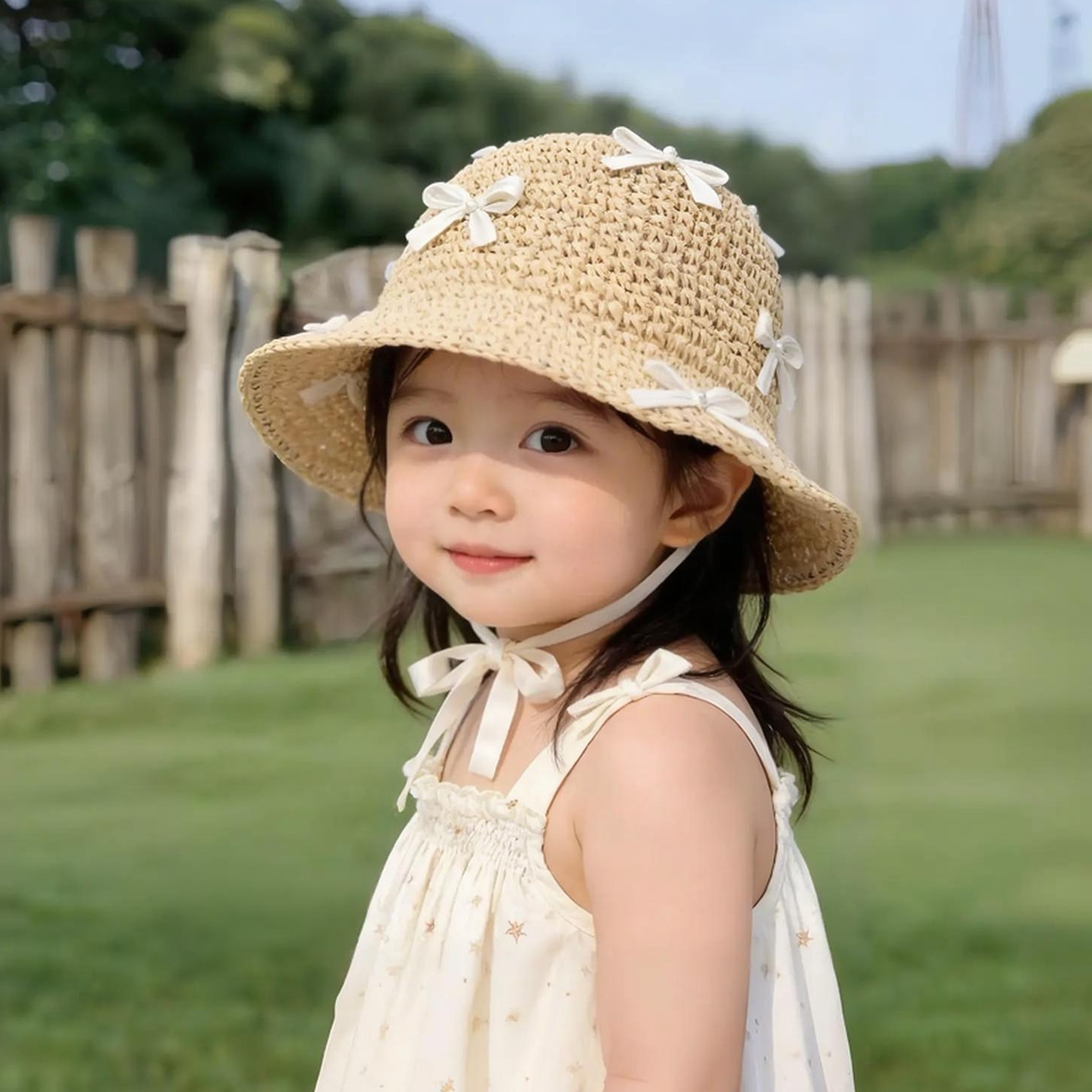 韩系儿童公主帽子夏季薄款镂空编织草帽女宝宝遮阳防晒沙滩渔夫帽