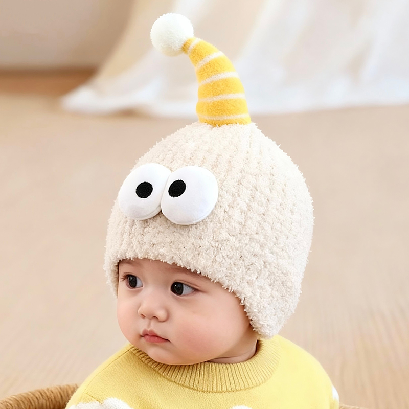 宝宝搞怪帽子秋冬季保暖加厚针织毛绒护耳帽男女儿童防风毛线帽潮