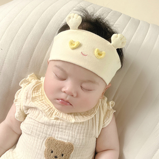 婴幼儿护囟门发带帽子夏季纯棉新生儿男童女宝宝遮脑门胎帽头带潮