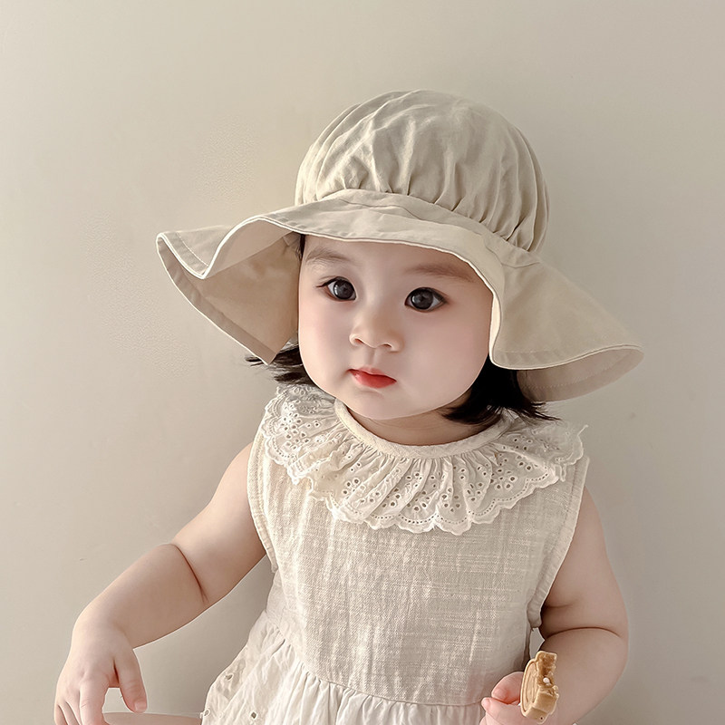 婴儿帽子春夏季薄款大檐防紫外线遮阳帽男女宝宝韩版可调节渔夫帽图片