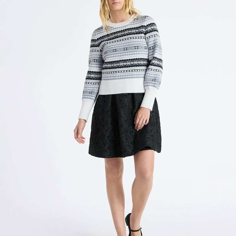 费尔岛图案长袖毛衣慵懒风针织衫