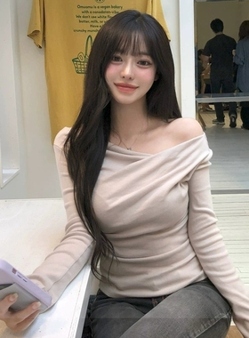 日单 gl新款三穿式褶皱交叉设计修身显瘦长袖上衣 dk1571