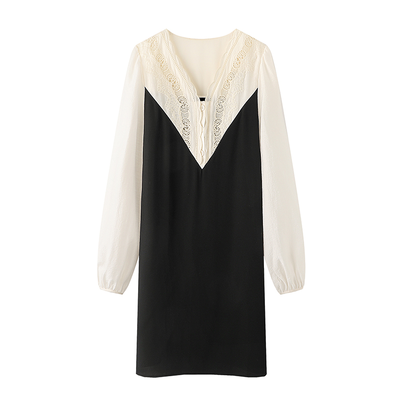 优雅气质A字裙假两件连衣裙