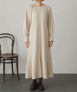 拼接荷叶边裙摆连衣裙过膝长裙女 日单SENSE宽松中长款